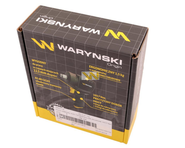 Klucz udarowy mini 1/2 aluminiowa obudowa 1017 Nm Waryński