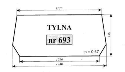 szyba do ciągnika Farmtrac Escort (Polmot) 335 450 kabina Smolniki Koja - tylna (693)