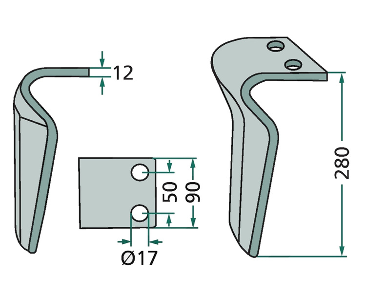 Ząb brony aktywnej prawy Pöttinger / Landsberg 280mm