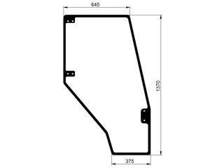 szyba do ciągnika Deutz-Fahr - drzwi prawe bezbarwne 04402779 (1567)