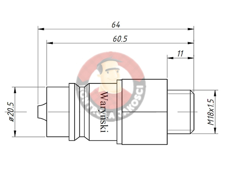 Szybkozłącze hydrauliczne EURO wtyczka M18x1.5 gwint zewnętrzny Waryński