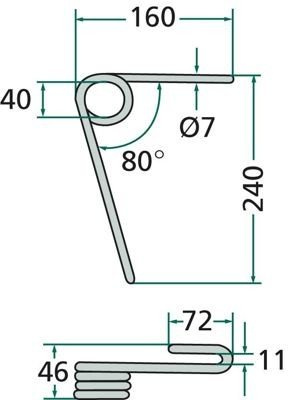 Palec zagarniający siewnika Lemken Hassia przedni 3537047