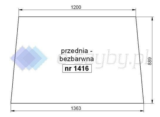 szyba Case 644 743 744 745 844 946 1046 955 1055 1255 1455 kabina Fritzmeier Cockpit - przednia (1416)