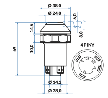 przycisk, włącznik wysoko Deutz-Fahr 01177158