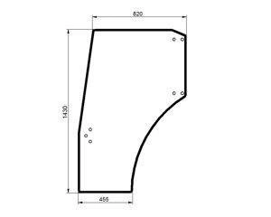 szyba do ciągnika Deutz-Fahr, Lamborghini, MF, Same - drzwi lewe koła 20" bezbarwna 001070980/10 (2324)