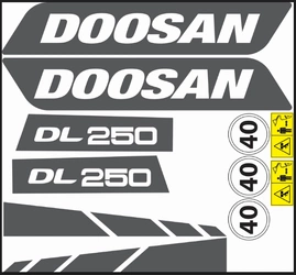 naklejka, logo na maskę ładowarka Doosan DL 250