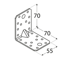 Kątownik łącznik z przetłoczeniem 70x70x55x1,5 dmx