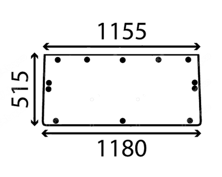 szyba Renault 8514, 9514, 11014, 11314, 10354, 11054 - tylna ramka łamana górna ZIELONA 7700017670 (3346)