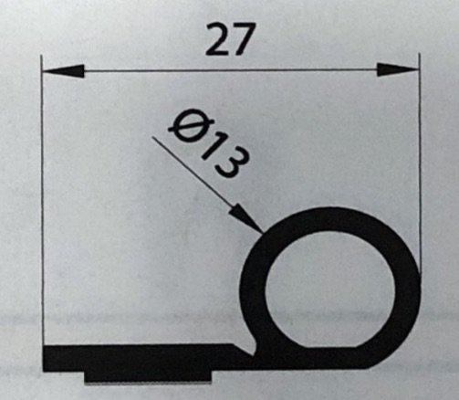 uszczelka gumowa samoprzylepna kabiny ciągnika, koparki fi 13mm