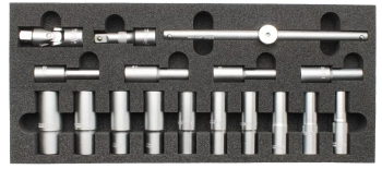 Wkład do skrzynki nasadki długie 1/2 i akcesoria 17 elementów MJW