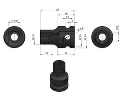 Nasadka udarowa sześciokątna 1/2" 10 mm Waryński