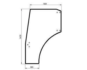 szyba do ciągnika Deutz-Fahr, Lamborghini, MF, Same - drzwi lewe koła 24-28" bezbarwna 0.010.7075.0/10 (2326)