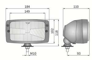 reflektor główny przedni, lampa R2 WESEM RE.33300 184x102mm Zetor