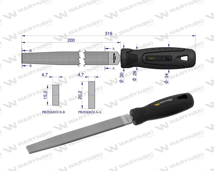 Pilnik do metalu płaski 200 mm Waryński