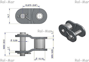 Półogniwo łańcucha 10B-1 (R1 5/8) Waryński