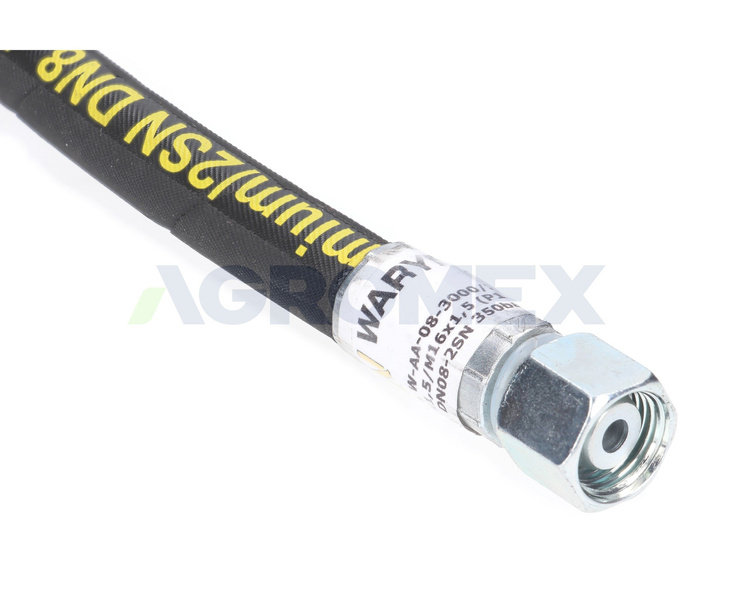 Przewód hydrauliczny L-3000mm AA M16x1.5 DN08-2SN 350 Bar Waryński