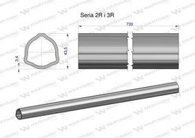 Rura zewnętrzna wału WOM Seria 2R i 3R do wału 860 przegubowo-teleskopowego 43.5x3.4 mm 735 mm WARYŃSKI [WR2322735]