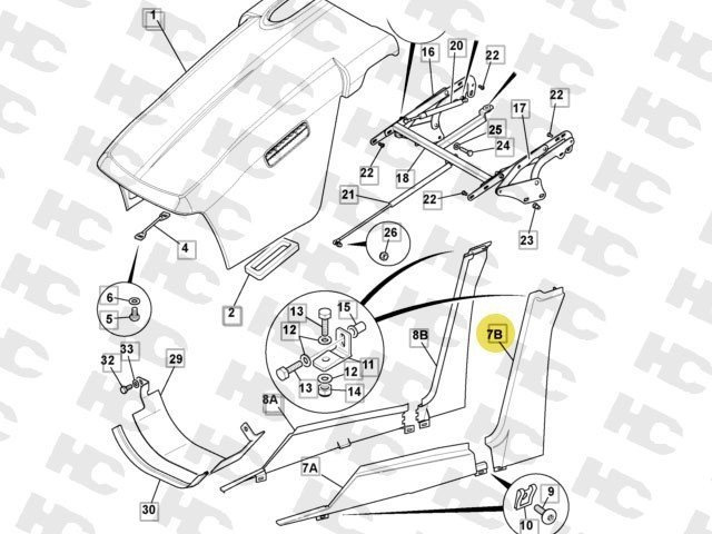 zabezpieczenie śruby łączącej listwy plastikowe JCB 3CX, 4CX 826/01465