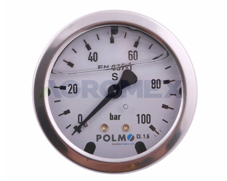 Manometr glicerynowy M63 100 bar tylne przyłącze G1/4" POLMO