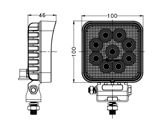 Lampa robocza 12/24V rozproszona 36LED 36W kwadratowa TT Technology