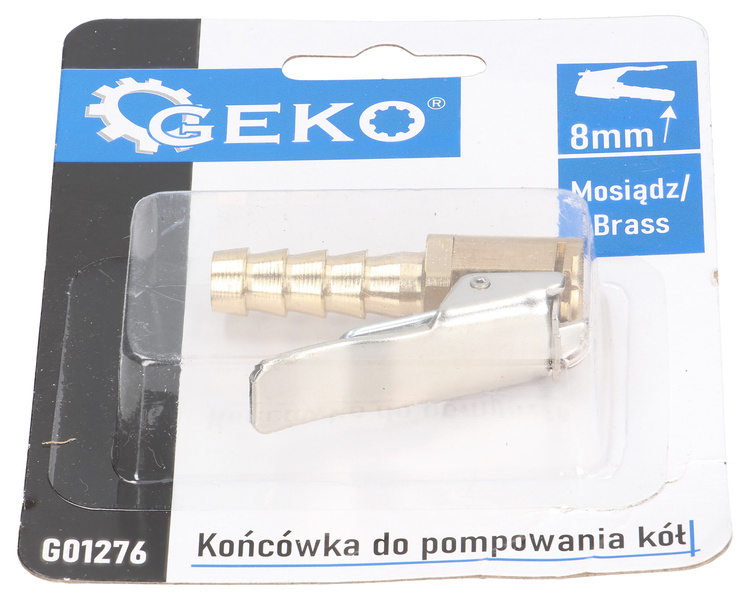 Końcówka do pompowania kół mosiężna 8mm Geko