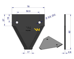 Nóż żniwny 82x76x2.8mm otwór 5.5 grube zęby 365110G New Holland WARYŃSKI
