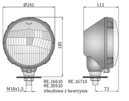 lampa przednia lewa, reflektor główny R2 Ursus WESEM RE.03210 Ø161mm