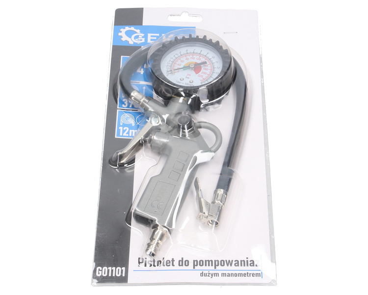 Pistolet do pompowania z dużym manometrem Geko