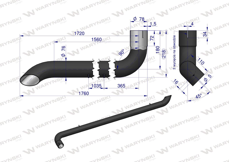 Tłumik rura wydechu AL164277 John Deere Waryński 