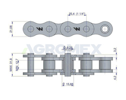 Łańcuch rolkowy 16BX 76 ogniw 1930mm Zwijka Sipma 5270077100 Waryński