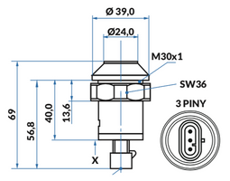 przycisk, włącznik hydrauliki Claas, Renault 11026430, 21582210