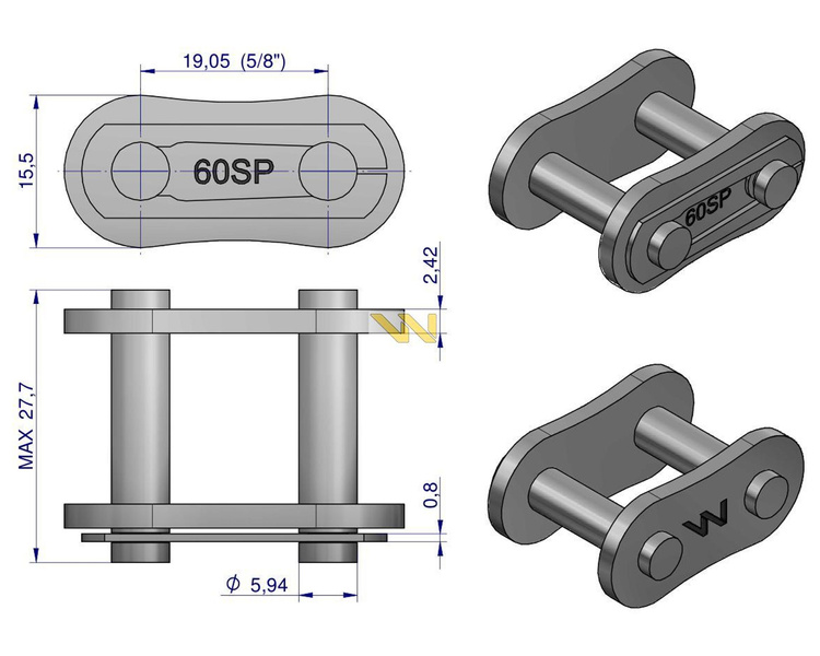 Zamek łańcucha Z60SP (R1 3/4) Waryński