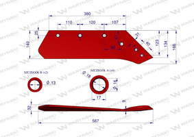 Lemiesz pługa prawy 16" 073004 Kverneland Waryński