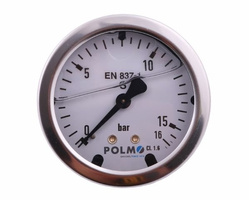 Manometr glicerynowy M63 16 bar tylne przyłącze G1/4" POLMO