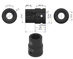 Nasadka udarowa sześciokątna 3/4" 21 mm Waryński