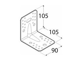 Kątownik łącznik z przetłoczeniem 105x105x90x2,5 dmx