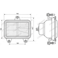 lampa przednia, reflektor 193x135mm ciągnik Fiat 5154453, 5155603 COBO