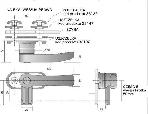 zamknięcie szyby ciągnika, koparki lewe 5905616713700