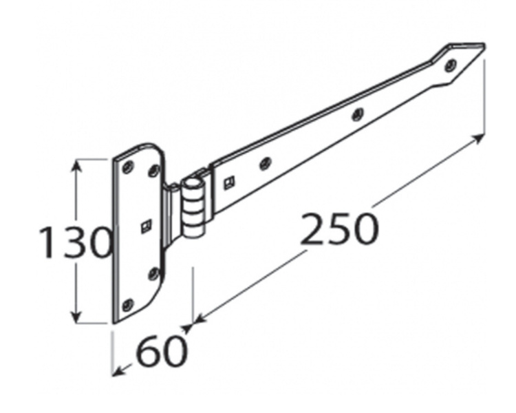 Zawias bramowy czarny wzmocniony 250x2,5 domax