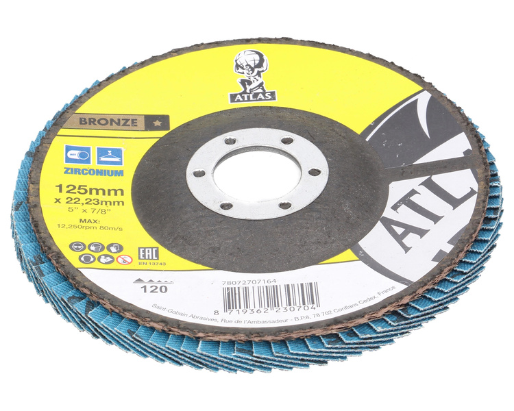 Tarcza ściernica listkowa ATLAS BRONZE 125MM P120 cyrkon