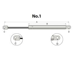 siłownik amortyzator gazowy A=145 B=80