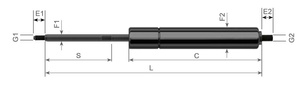 siłownik gazowy L=154mm, S=50mm, F=300N M6