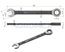 Klucz płasko-oczkowy 22 mm z grzechotką 72 zęby Waryński