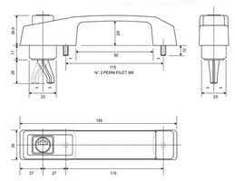 klamka drzwi kabiny ciągnika, koparki, ładowarki 115mm