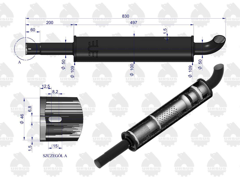 Tłumik okrągły krótki 830mm 4.1kg C-330 EMALIA ORYGINAŁ URSUS