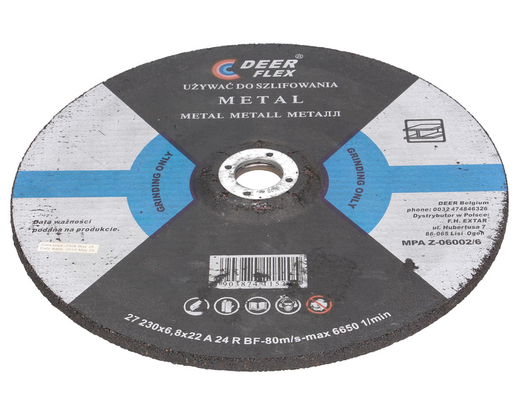 Tarcza ściernica do szlifowania metalu DEER FLEX 230x6.8x22.23mm