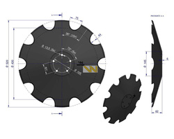 Talerz uzębiony Z-10 520mm 5/105mm grubość 6mm stal borowa Waryński