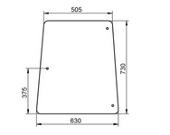 szyba do ciągnika John Deere - boczna L61159 (1375)