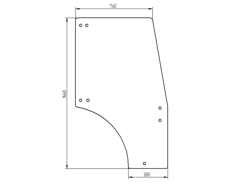 szyba do ciągnika Kubota - drzwi prawe 6C26272120