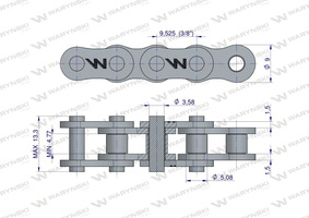 Łańcuch rolkowy wzmocniony przemysłowy 06AH-1 ANSI A 35H (R1 3/8) 2.5 m Waryński